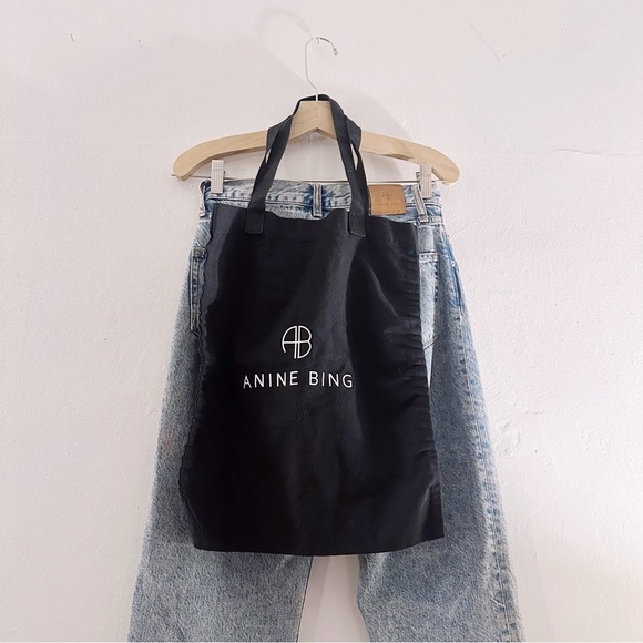 Anine Bing Stone Washed Blue Straight Leg Jeans Denim Cotton - Picture 4 of 9